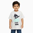 Boys Light Grey Round Neck Casual T-Shirt, Ecru Melange, small image number null