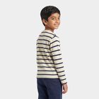 Boys' Cream Crew Neck Striped Pullover, Off White, small