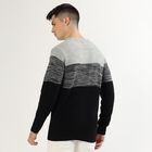Men's Light Grey and Black Crew Neck Casual Pullover, Light Grey, small image number null