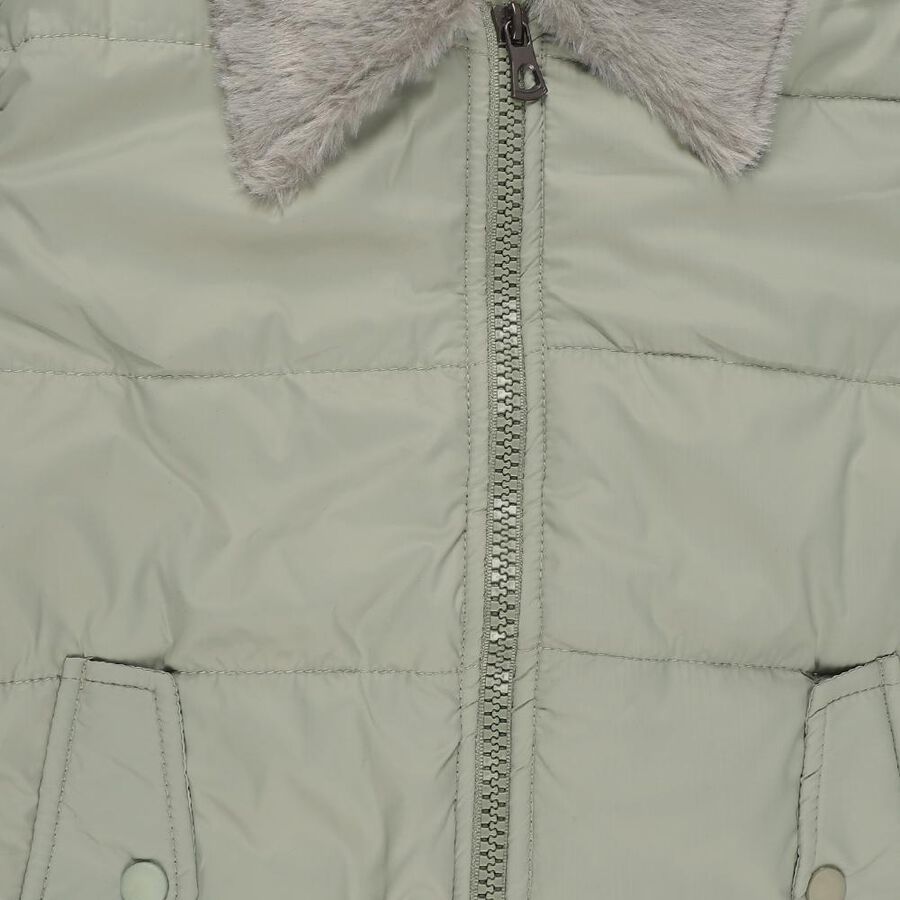 Girls' Light Sage Green Shawl Collar Casual Jacket, Light Green, large image number null