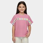 Girls Pink Round Neck Casual T-Shirt, Pink, small