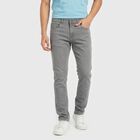 Men's Grey Slim Fit Solid Jeans, Light Grey, small