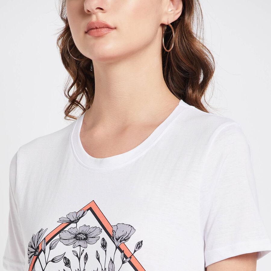 Round Neck T-Shirt, White, large image number null