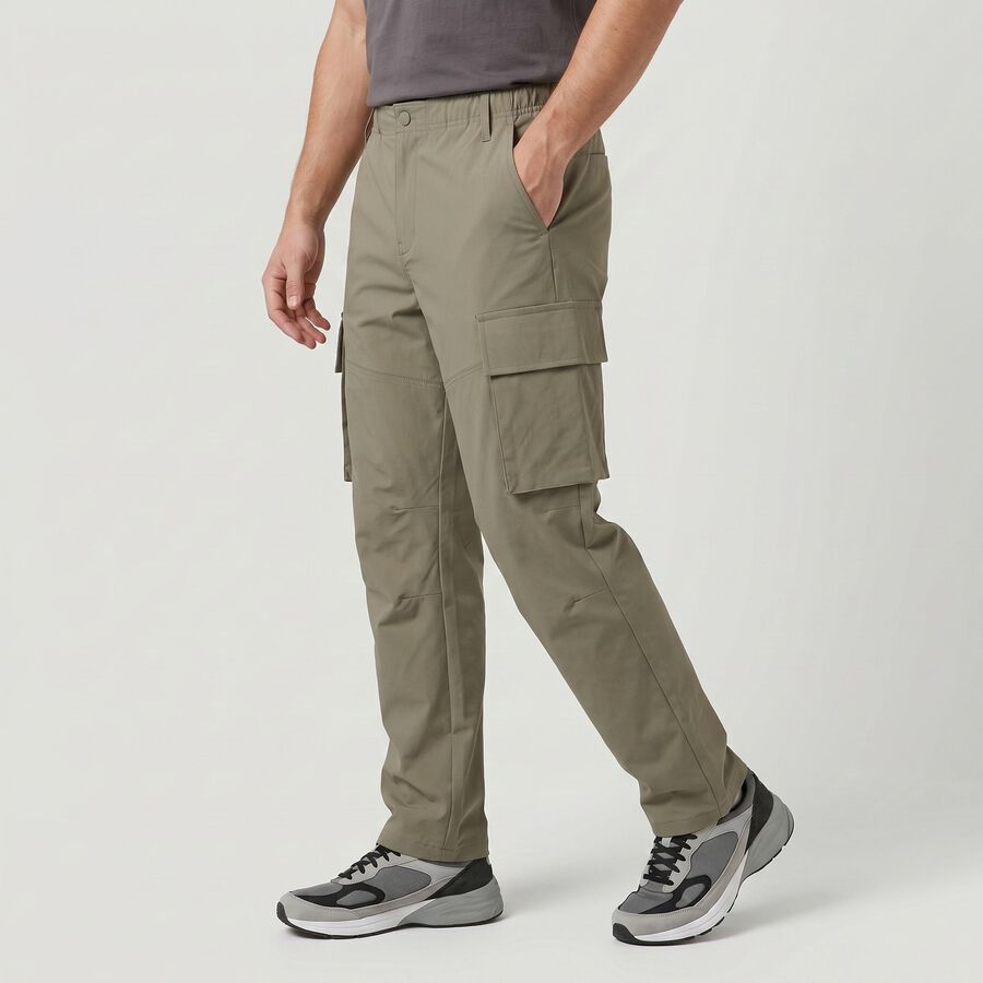 Men's Light Grey Relaxed Fit Cargo Trousers, Light Grey, large