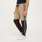 Boys Beige and Brown Color Block Elastic Waist Pyjama, Beige, small image number null