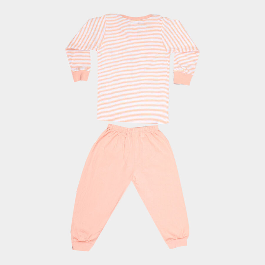 Infants Cotton Printed Baba Suit, Peach, large image number null
