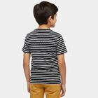 Boys Navy Blue Round Neck Casual T-Shirt, Navy Blue, small