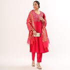 Women's Bright Raspberry Pink Embroidered Ethnic Set, Fuchsia, small image number null