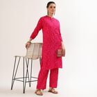 Women's Bright Fuchsia Pink Printed Ethnic Set, गुलाबी, small image number null