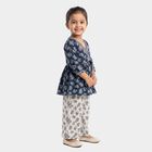 Girls Navy Blue V Neck Fusion Set Upper and Bottom Set, नेवी ब्लू, small