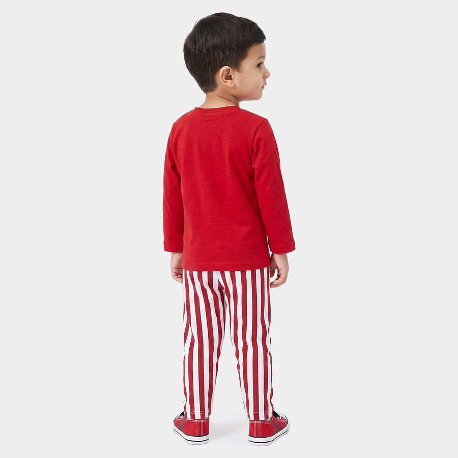 Infants' Red 100% Cotton Round Neck Graphic Print Baba Suit, Red, large