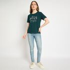 Ladies' Round Neck T-Shirt , गहरा हरा, small