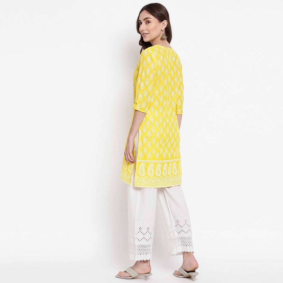 Cotton Straight Kurta, Yellow, large image number null