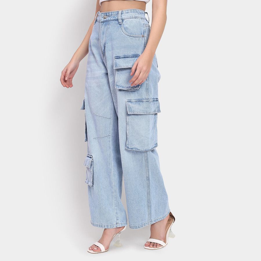 Ladies' 100% Cotton Jeans , Light Blue, large image number null