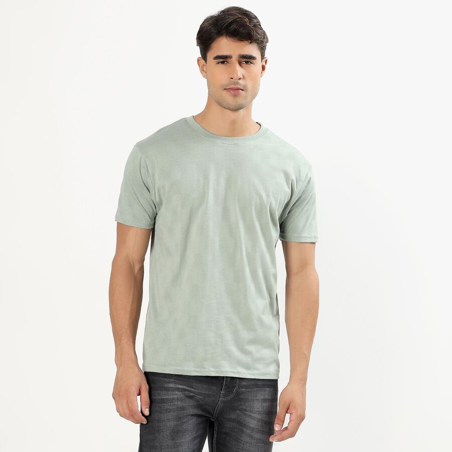 Men's Light Sage Green Round Neck Casual T-Shirt, Light Green, large image number null