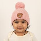 Girls' Soft Pink Teddy Bear Winter Cap, Light Pink, small image number null