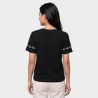 Women's Black Round Neck Regular T-Shirt, Black, small