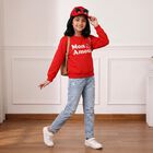 Girls' Red Crew Neck Pullover Sweatshirt, Red, small