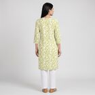 Women's Green Keyhole Neck Printed Straight Kurta, हल्का हरा, small