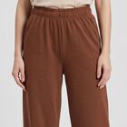 Women's Brown Wide Leg Solid Track Pants, Brown, small