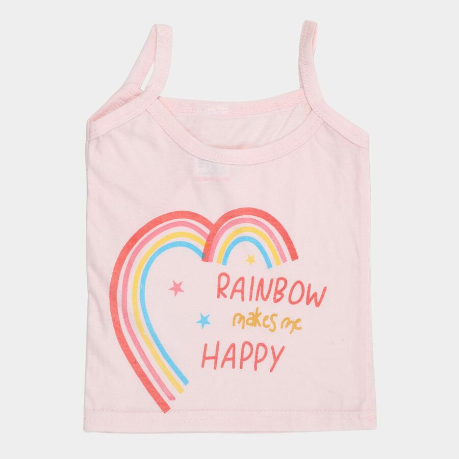 Infants Baby Pink Cotton Round Neck Casual Vest, गुलाबी, large image number null