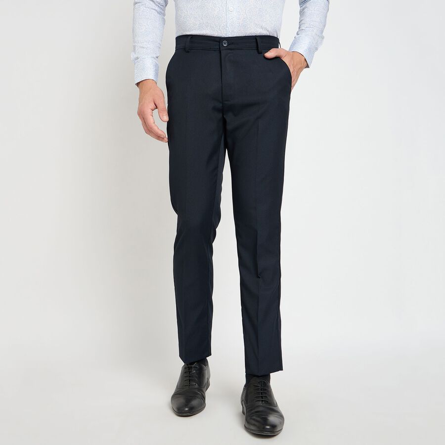 Men's Slim Fit Formal Trousers, नेवी ब्लू, large image number null
