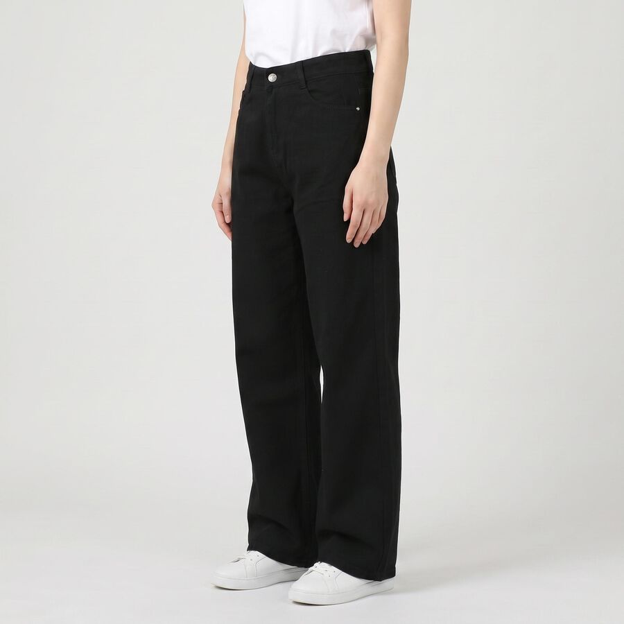 Women's Black Wide Leg Jeans, Black, large