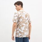 Men's Muted Khaki Cotton Round Neck Casual T-Shirt, Khaki, small