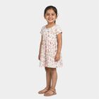 Girls' Off White Printed Fit and Flare Frock, Off White, small