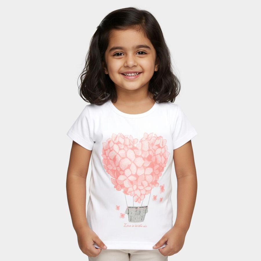 Girls' 100% Cotton T-Shirt, सफ़ेद, large image number null