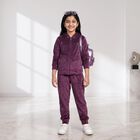 Girls Purple Hooded Neck Lounge Style Hipster Set, Purple, small