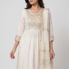 Women's Cream Embellished Ethnic Set, Off White, small