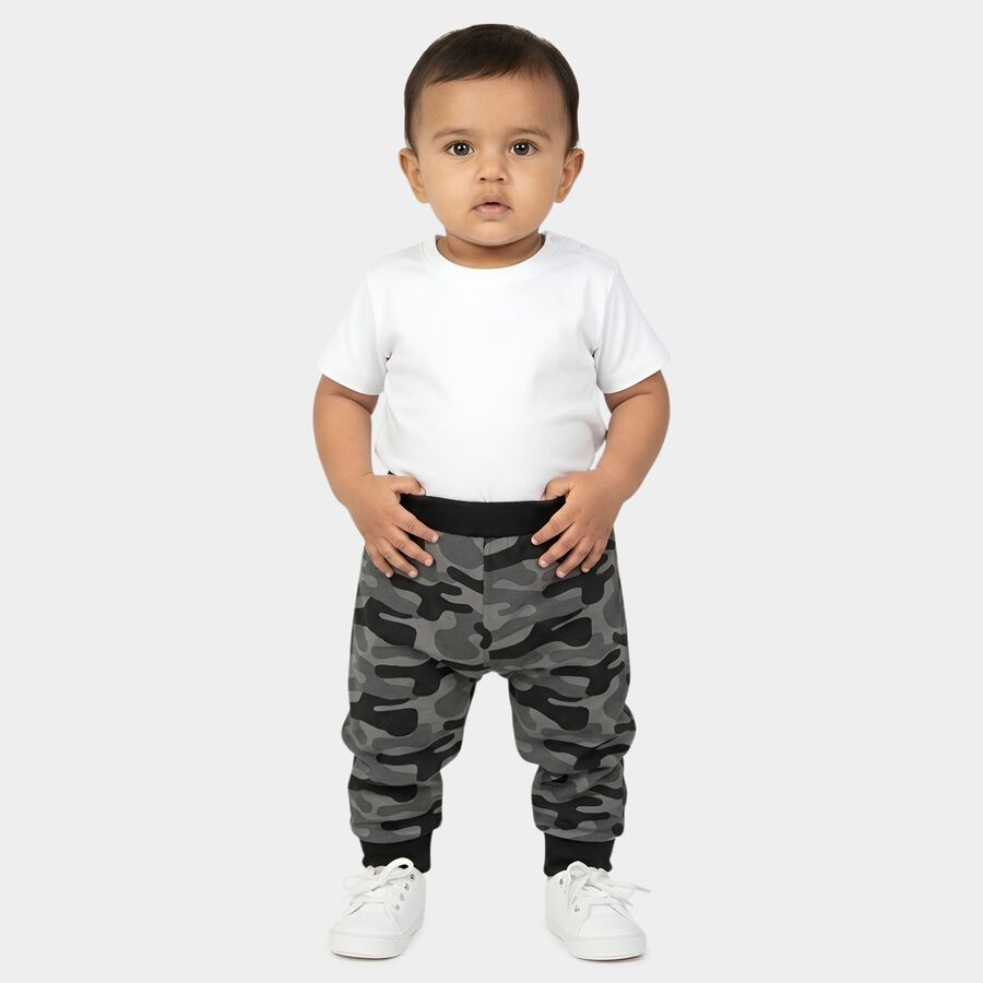 Infants' Grey Regular Fit Camouflage Printed Pyjama, Dark Grey, large