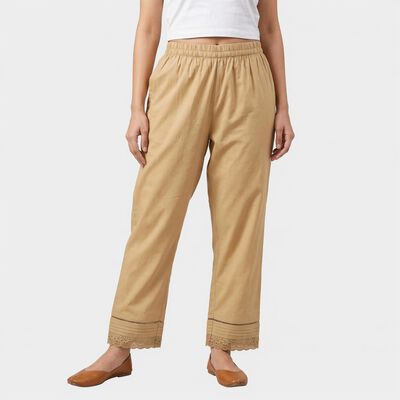 Women's Beige Regular Fit Palazzos
