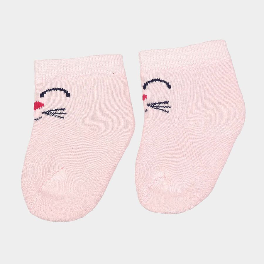 Infants Cotton Stripes Socks, Peach, large image number null