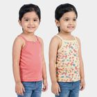 Girls' Peach Cotton Square Neck Vest, Peach, small