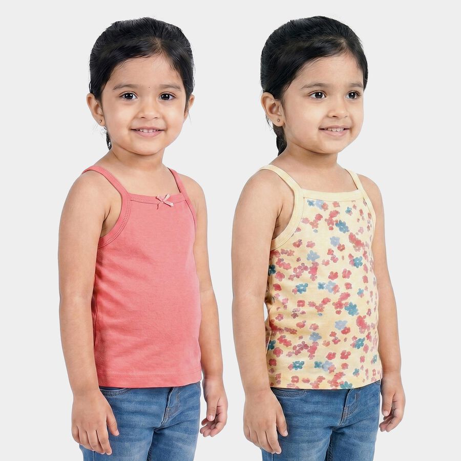 Girls' Peach Cotton Square Neck Vest, Peach, large