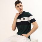 Men's Dark Green Cotton Blend Polo Neck Classic Collared Half Sleeves T-Shirt, Dark Green, small