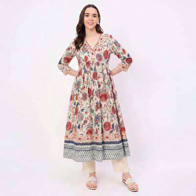 Women's Light Pink 100% Cotton Solid Straight Kurta