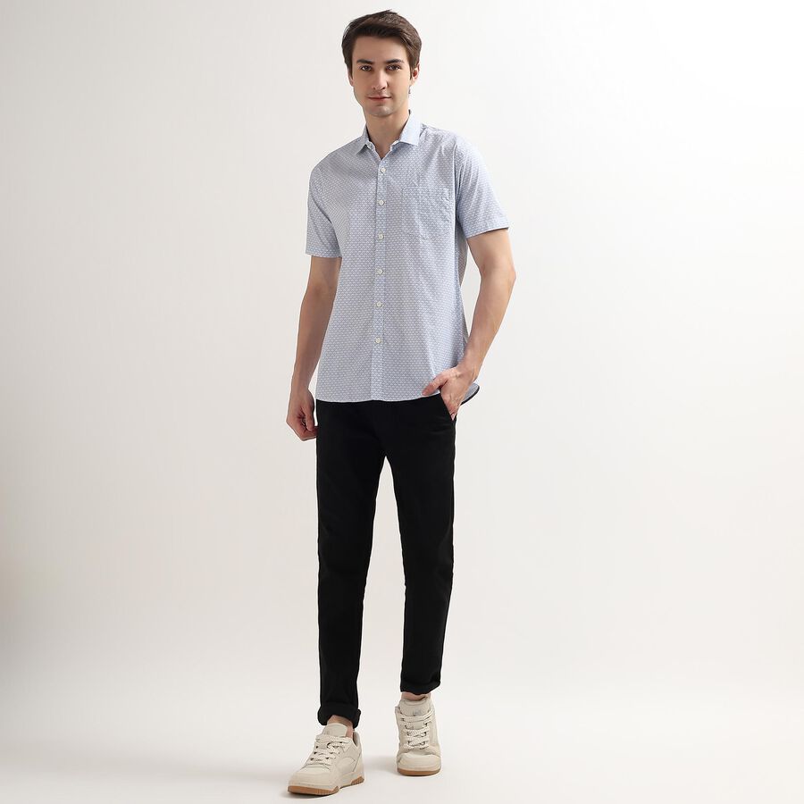 Men's 100% Cotton Regular Collar Casual Shirt, Light Blue, large image number null