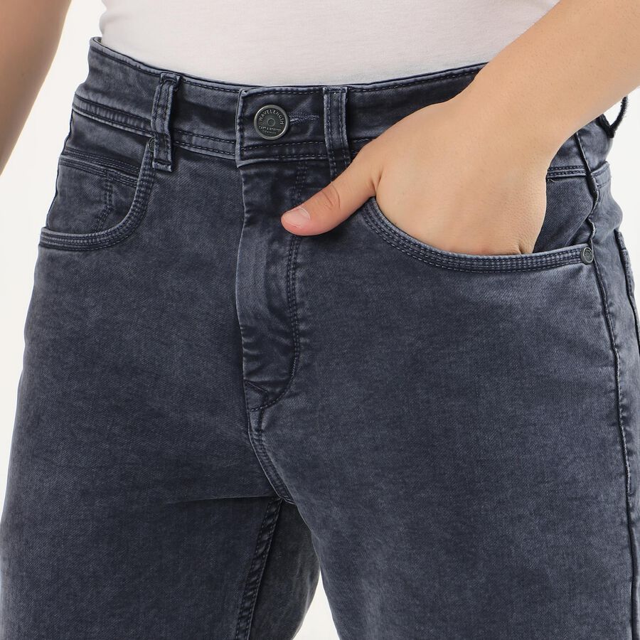 Men's Washed Indigo Slim Fit Jeans, Dark Blue, large