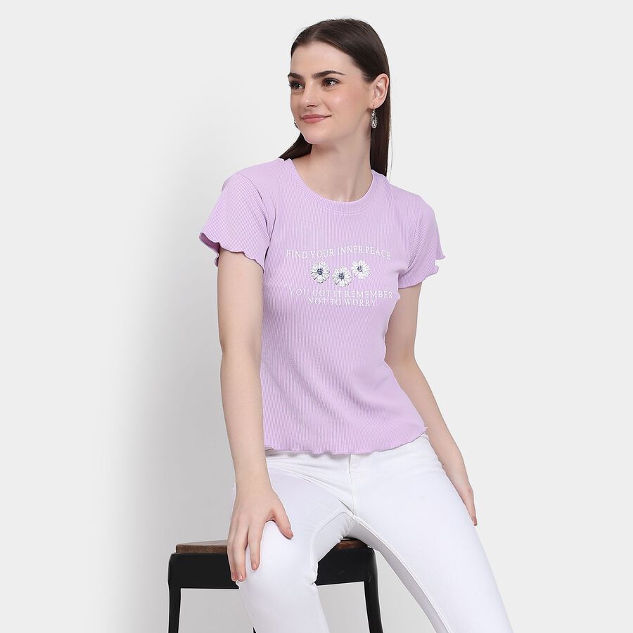 Ladies' Round Neck T-Shirt, Lilac, large image number null