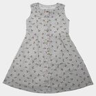 Girls Black Floral Printed Fit and Flare Frock, Black, small