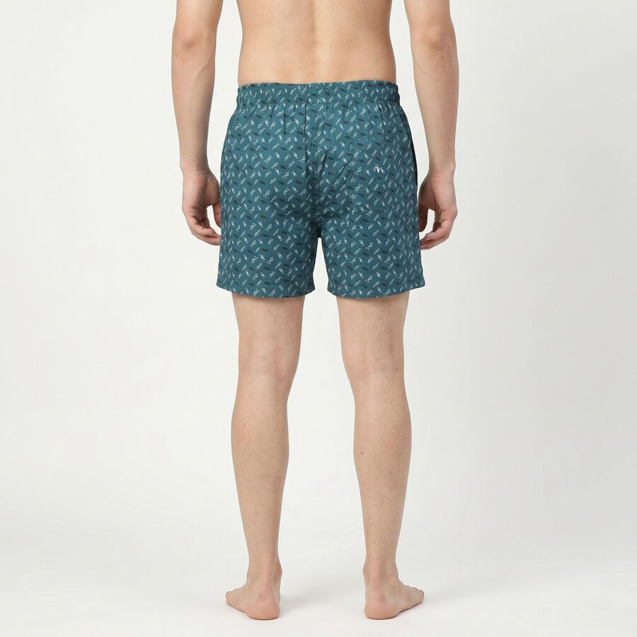 Men's Teal Relaxed Fit Printed Boxers, Teal Blue, large