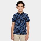 Boys Navy Blue Cotton Round Neck Casual T-Shirt, Navy Blue, small