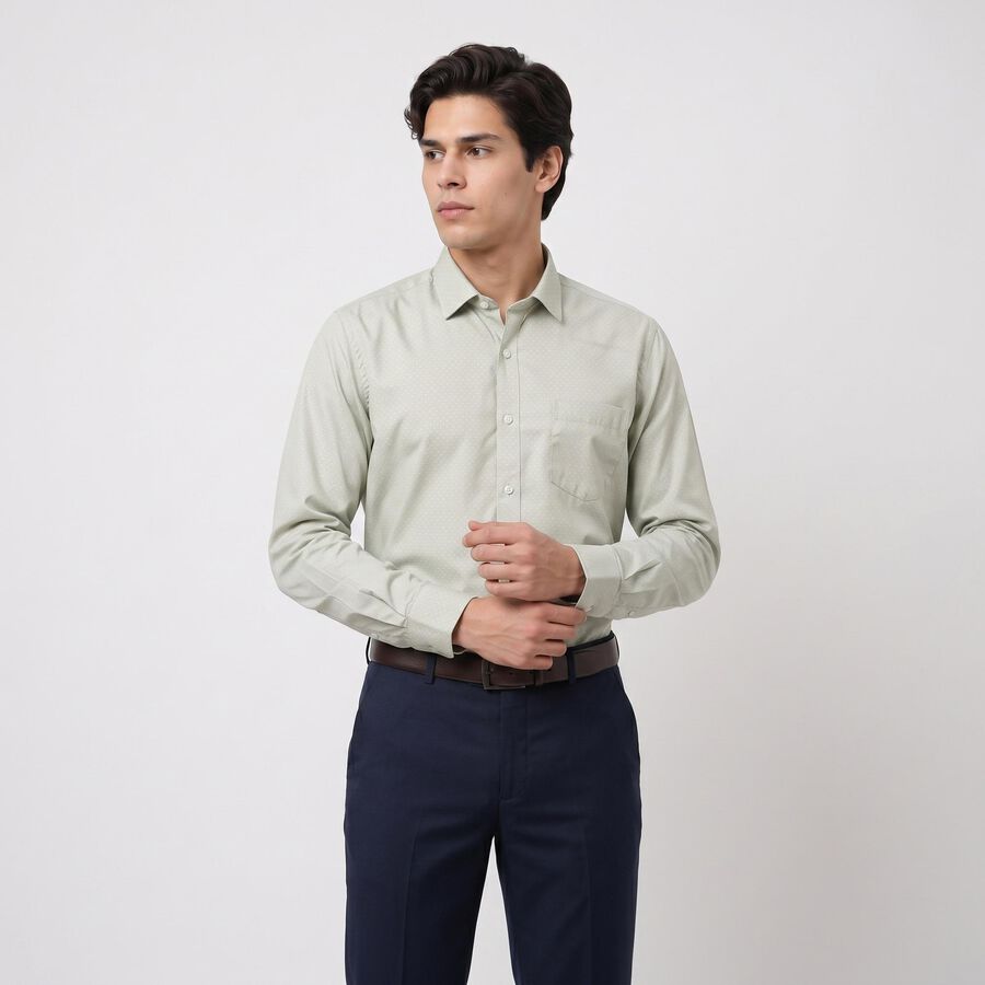 Men's Mint Green Regular Fit Formal Shirt, Light Green, large