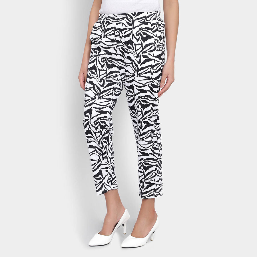 Solid Trousers, सफ़ेद, large image number null