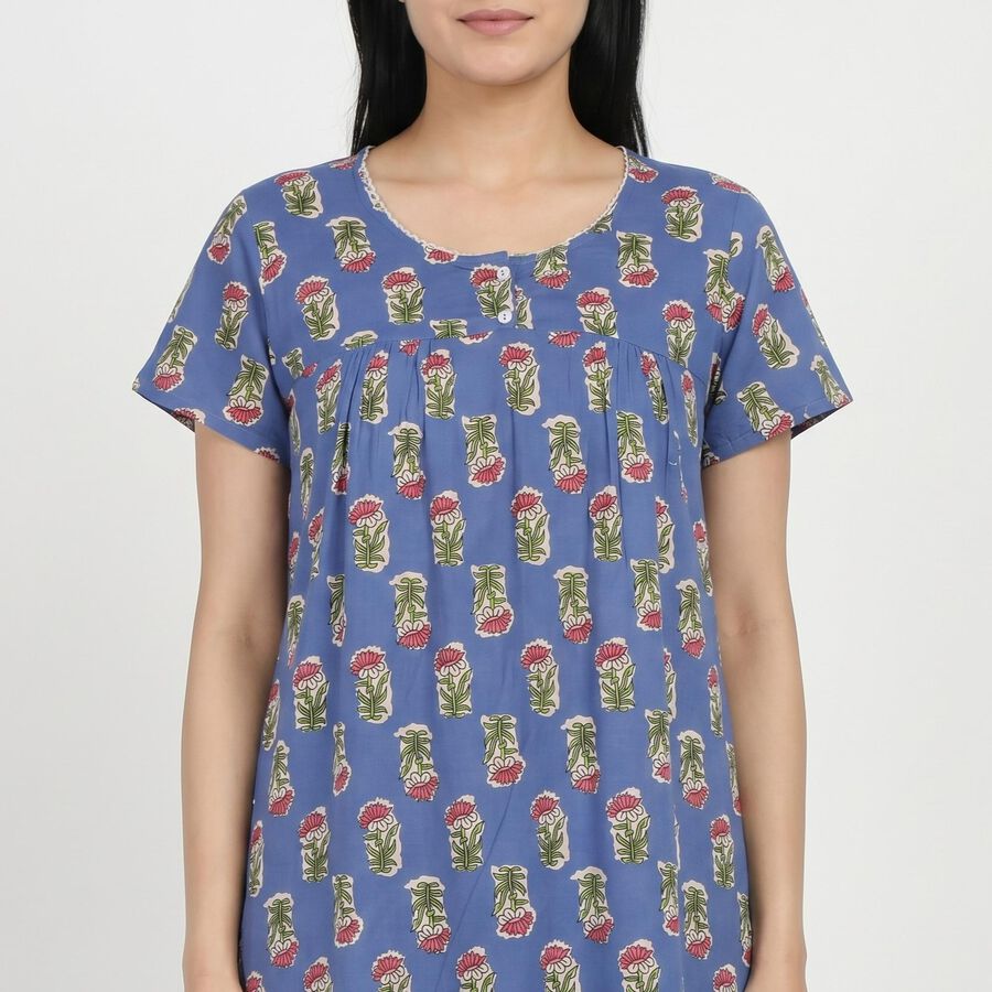 Women's Blue Nighty, Mid Blue, large