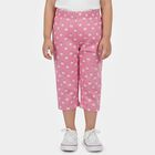 Girls' Pink Floral Printed Elastic Waist Cotton Capri, Pink, small