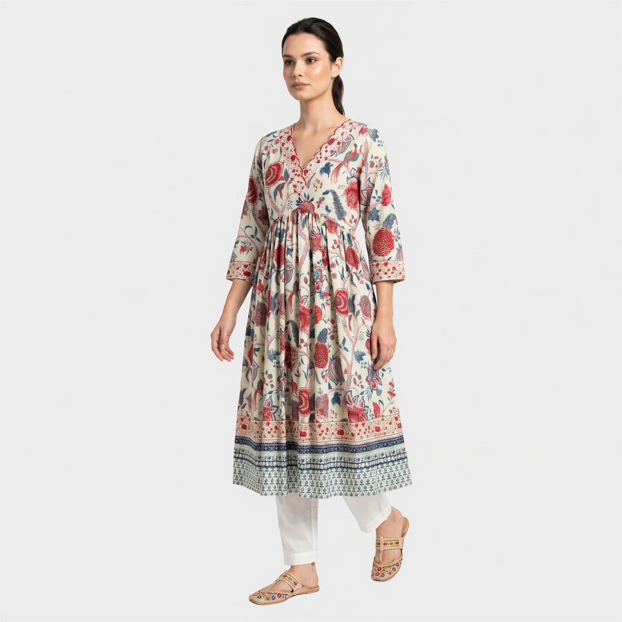 Women's Light Pink Cotton Kurta, Light Pink, large